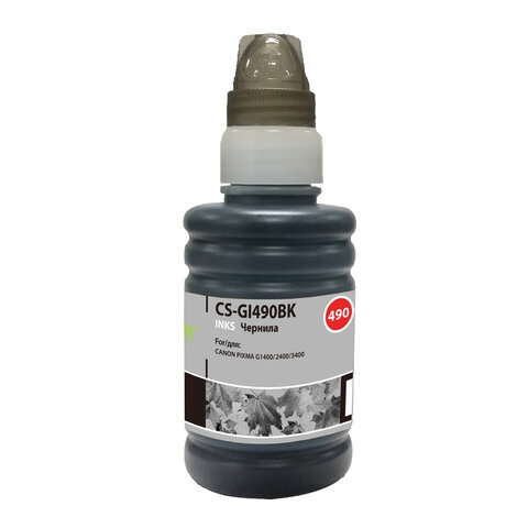 Чернила CACTUS (CS-GI490BK) для СНПЧ CANON Pixma G1400/G2400/G3400, черные, 0,1 Чернила CACTUS (CS-GI490BK) для СНПЧ CANON Pixma G1400/G2400/G3400, черные, 0,1