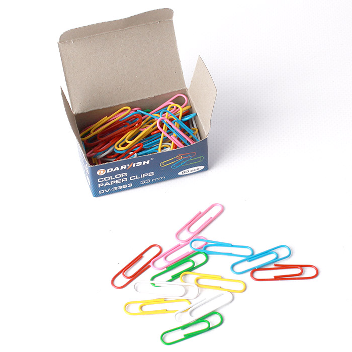 Скрепки 33мм "Darvish" цветные 80шт/уп
