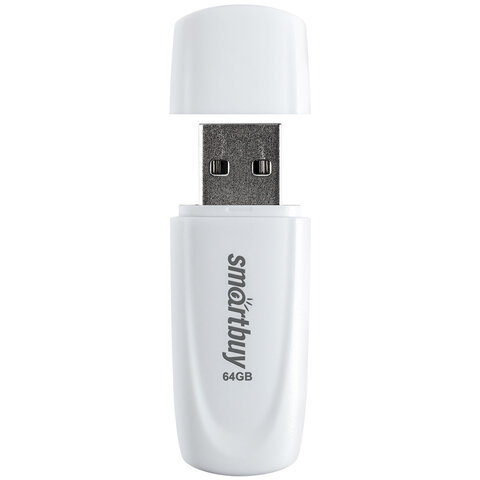 Флеш-диск 64GB SMARTBUY Scout USB 2.0, белый, SB064GB2SCW Флеш-диск 64GB SMARTBUY Scout USB 2.0, белый, SB064GB2SCW