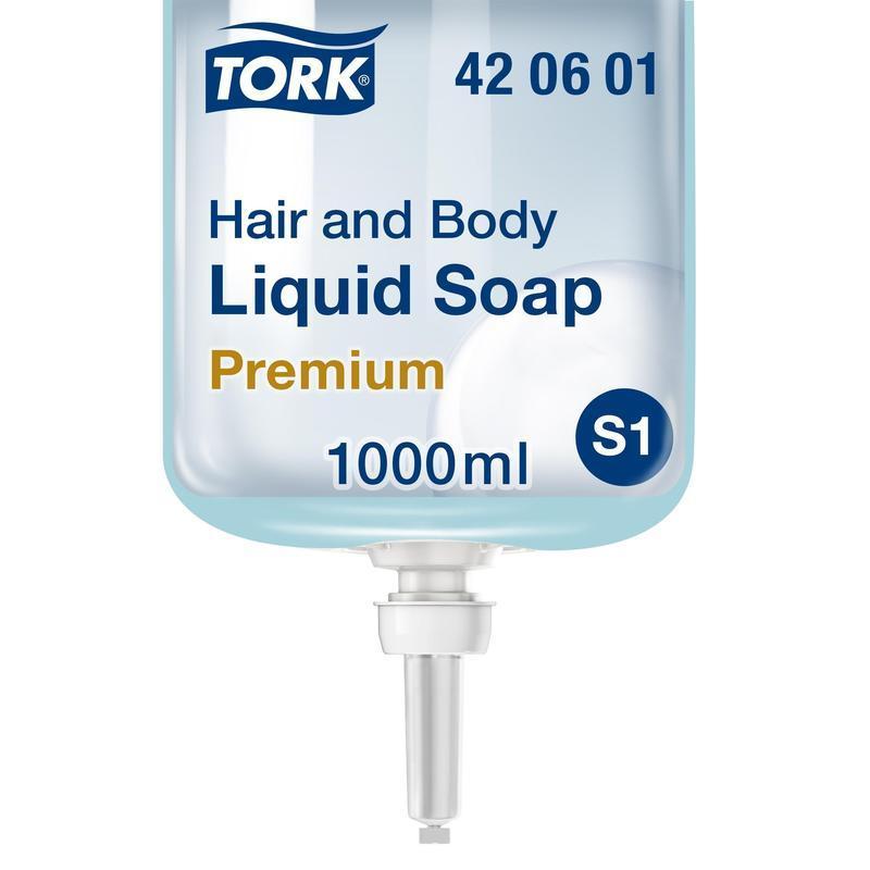 Картридж с жидким мылом Tork S1 Prem мыло-гель 1л, 420601 Картридж с жидким мылом Tork S1 Prem мыло-гель 1л, 420601