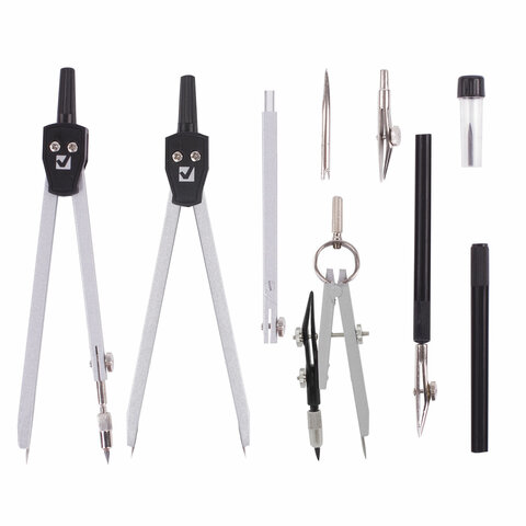 Готовальня BRAUBERG "Architect", 9 предметов: циркуль + измер + Готовальня BRAUBERG "Architect", 9 предметов: циркуль + измер +