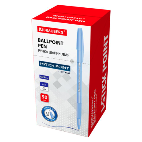 Ручка шариковая с грипом BRAUBERG "i-STICK POINT LIGHT BLUE", СИНЯЯ,