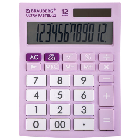 Калькулятор настольный BRAUBERG ULTRA PASTEL-12-PR (192x143 мм), 12 разрядов, Калькулятор настольный BRAUBERG ULTRA PASTEL-12-PR (192x143 мм), 12 разрядов,