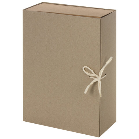 Короб архивный STAFF, А4 (240х330 мм), 100 мм, 2 завязки, переплетный картон, до Короб архивный STAFF, А4 (240х330 мм), 100 мм, 2 завязки, переплетный картон, до