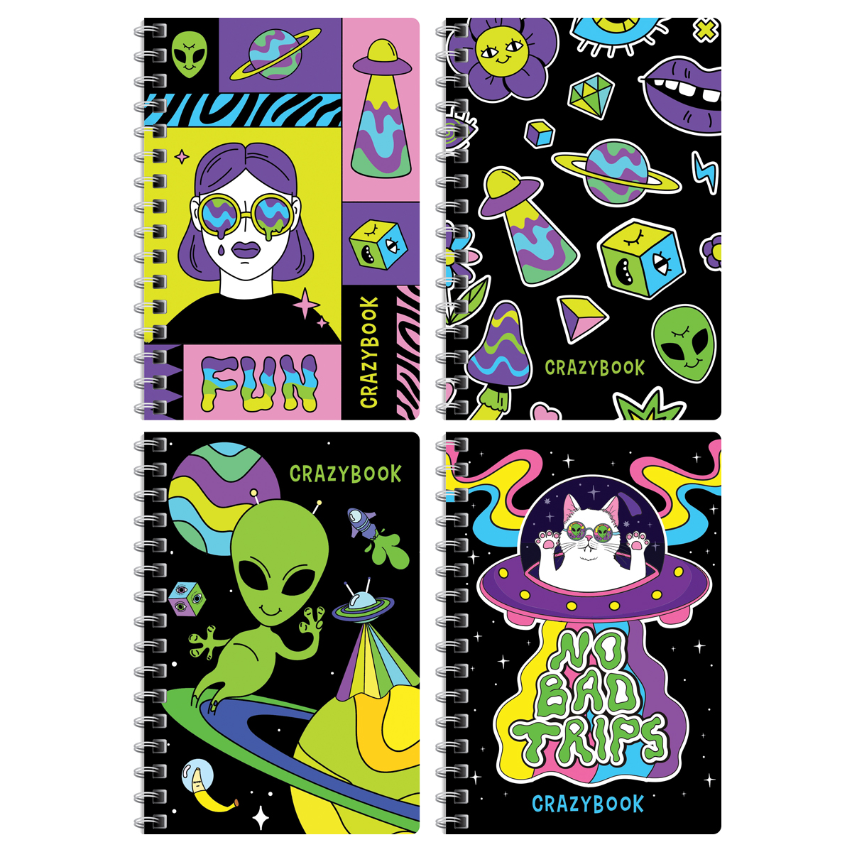 Записная книжка А6, 80л. на гребне BG "Crazy neon" Записная книжка А6, 80л. на гребне BG "Crazy neon"