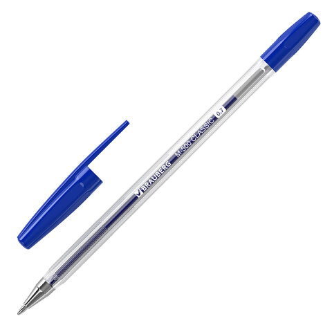 Ручка шариковая BRAUBERG "M-500 CLASSIC", СИНЯЯ, корпус прозрачный, Ручка шариковая BRAUBERG "M-500 CLASSIC", СИНЯЯ, корпус прозрачный,