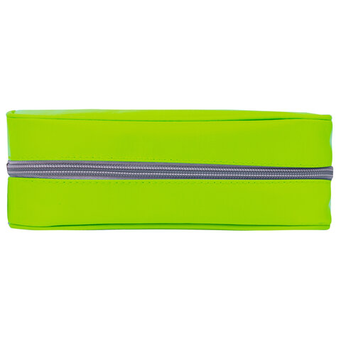 Пенал-косметичка BRAUBERG, мягкий, "KING SIZE NEON GREEN", 20х8х9 см,