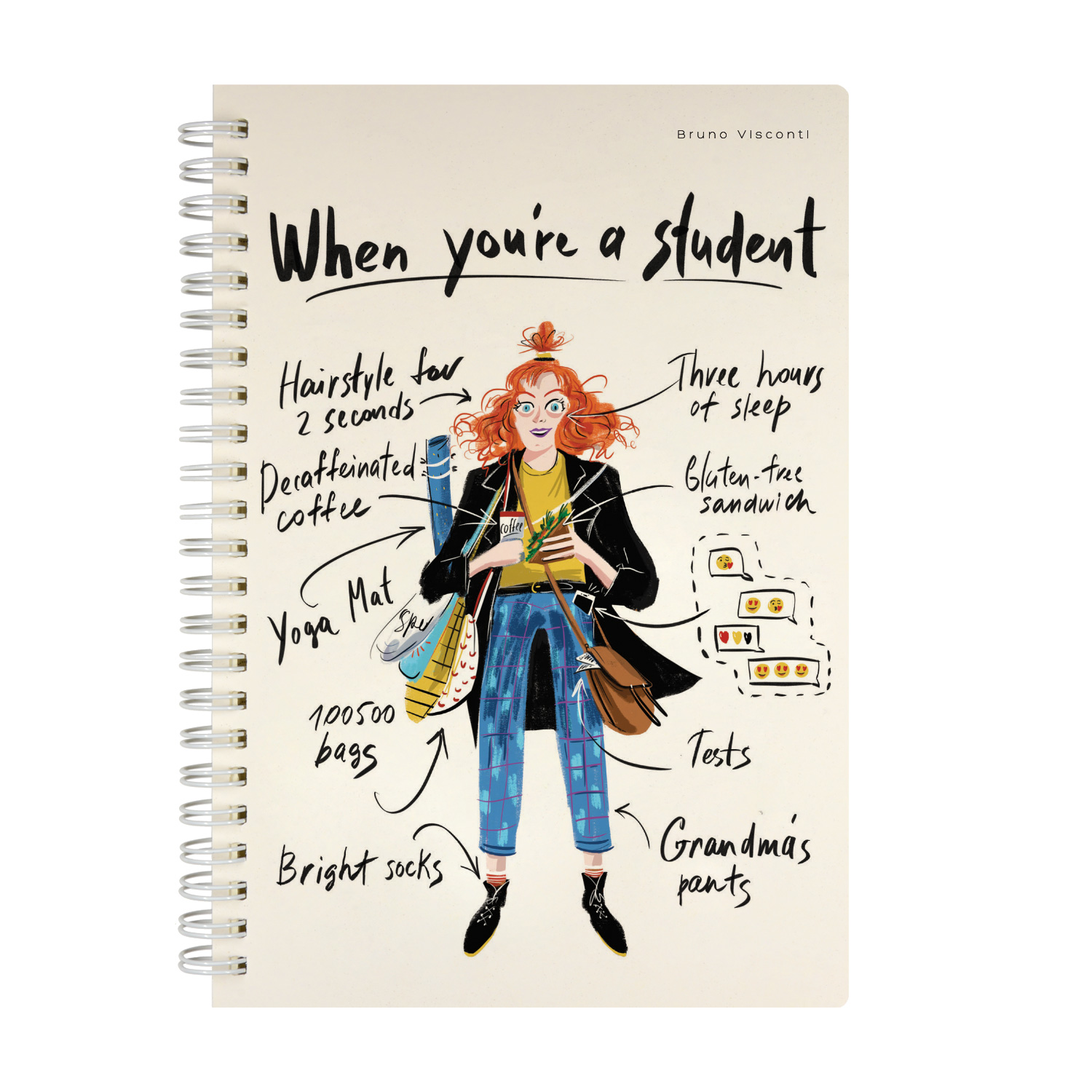 ТЕТРАДЬ НА ГРЕБНЕ, А5, Bruno Visconti "WHEN YOU ARE A STUDENT"60л. ТЕТРАДЬ НА ГРЕБНЕ, А5, Bruno Visconti "WHEN YOU ARE A STUDENT"60л.