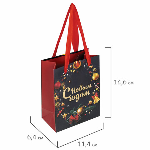 Пакет подарочный новогодний 11,4x6,4x14,6 см ЗОЛОТАЯ СКАЗКА "New Year" Пакет подарочный новогодний 11,4x6,4x14,6 см ЗОЛОТАЯ СКАЗКА "New Year"