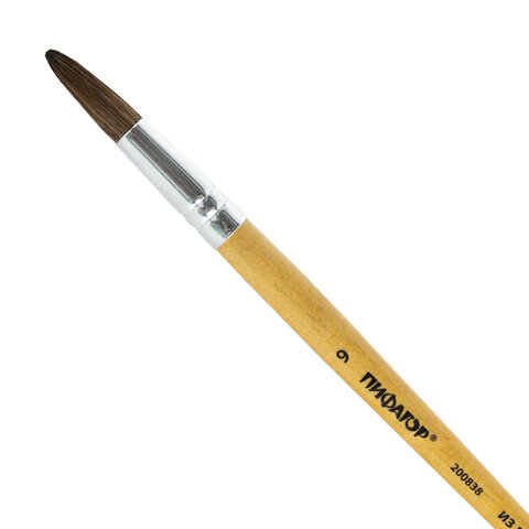 Кисть ПИФАГОР, из ворса пони, круглая, № 9, 200838