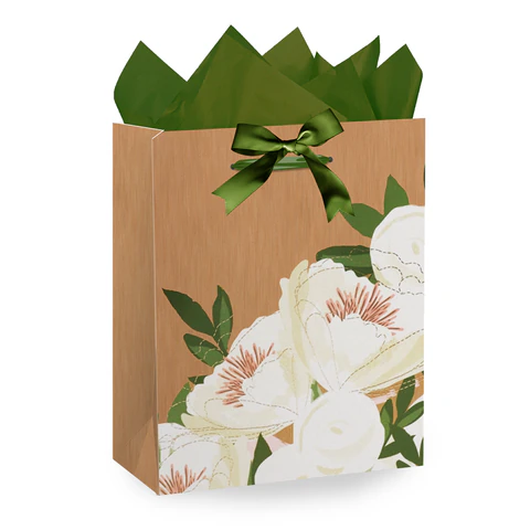 Пакет подарочный (1 штука) 26х13х32 см (L), "Flower Kraft", с тишью, Пакет подарочный (1 штука) 26х13х32 см (L), "Flower Kraft", с тишью,