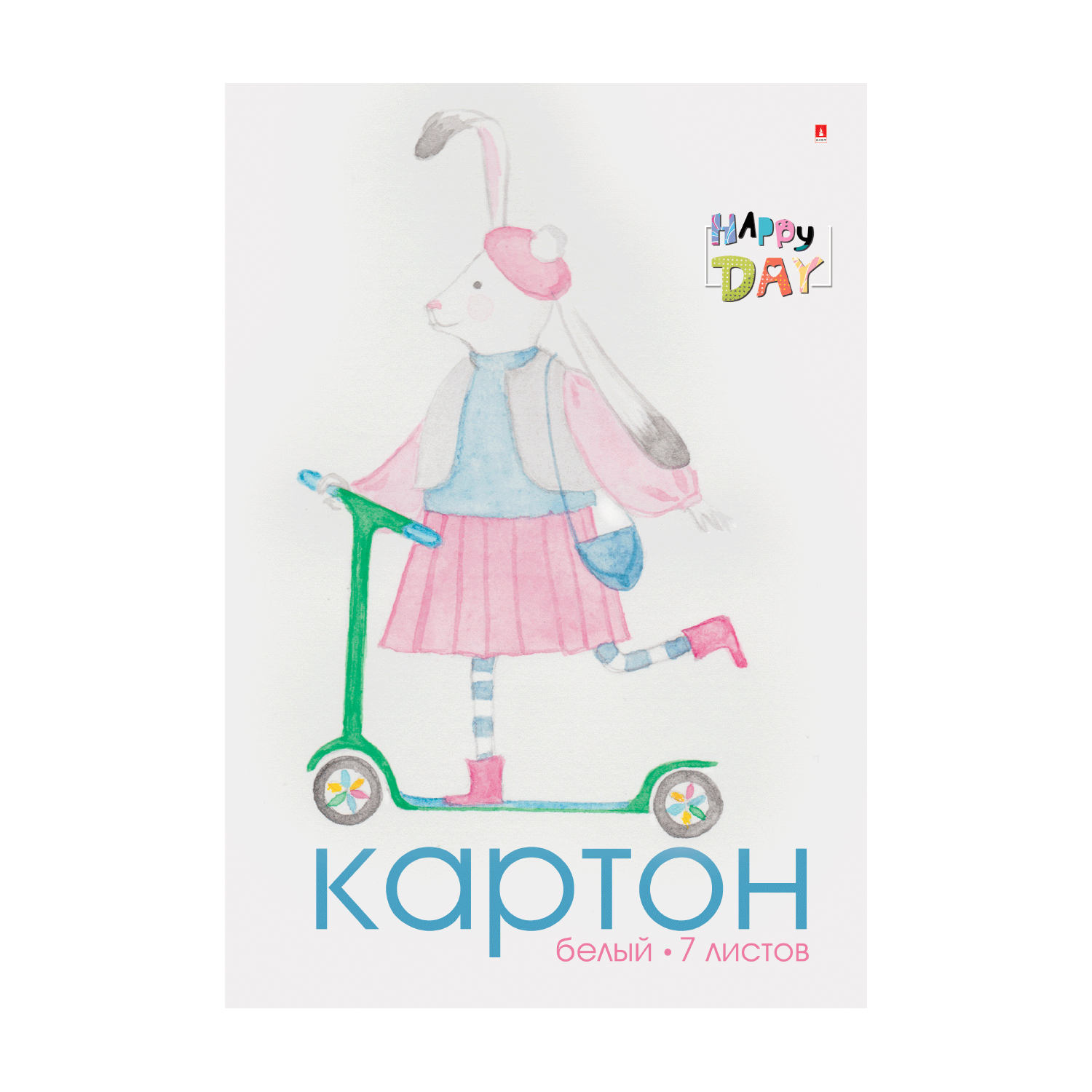 НАБОР БЕЛОГО КАРТОНА А4, 7Л. "МУЛЬТИКИ" 4 ВИДА