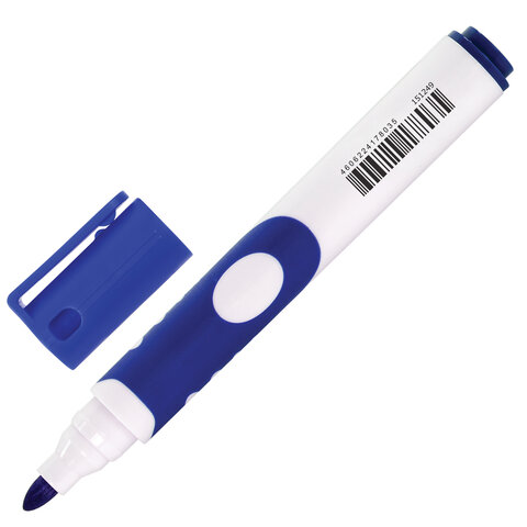 Маркер для доски BRAUBERG SOFT, СИНИЙ, резиновая вставка, круглый наконечник, 5 Маркер для доски BRAUBERG SOFT, СИНИЙ, резиновая вставка, круглый наконечник, 5