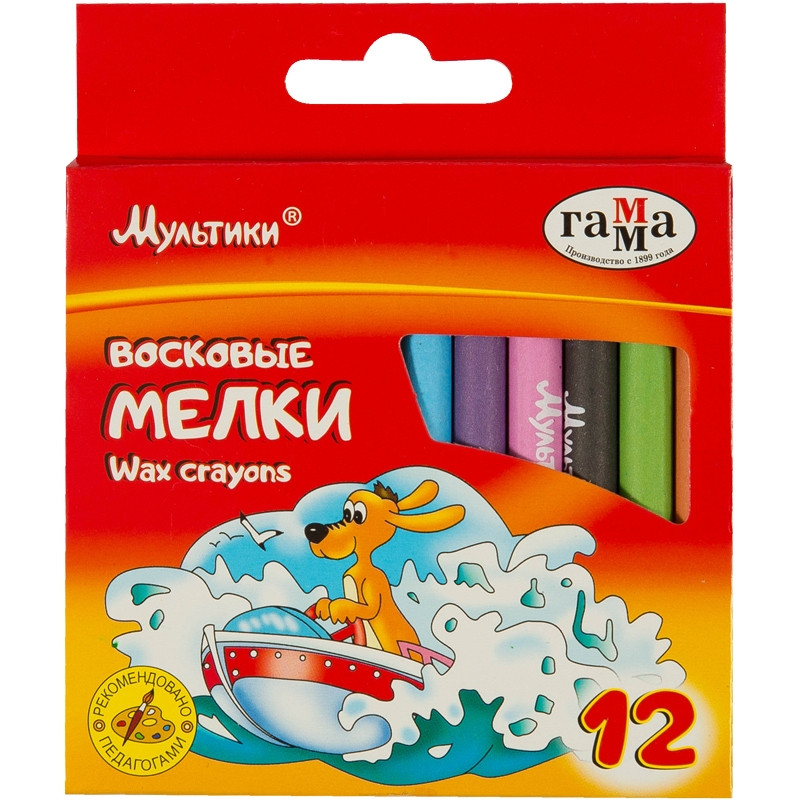Мелки восковые Гамма Мультики круглые, 8x90 мм, 12 цветов,2131018_01_29 Мелки восковые Гамма Мультики круглые, 8x90 мм, 12 цветов,2131018_01_29