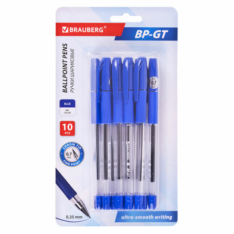 Ручки шариковые BRAUBERG "BP-GT", НАБОР 10 ШТУК, СИНИЕ, стандартный Ручки шариковые BRAUBERG "BP-GT", НАБОР 10 ШТУК, СИНИЕ, стандартный