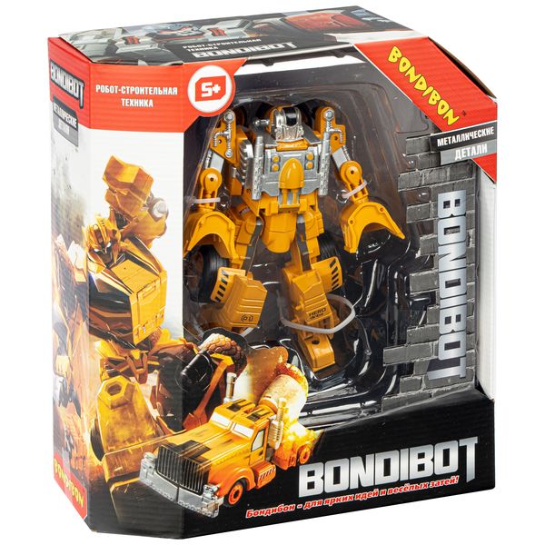 Трансформер 2в1 BONDIBOT робот-строительная техника (трактор с ковшом), метал. Трансформер 2в1 BONDIBOT робот-строительная техника (трактор с ковшом), метал.