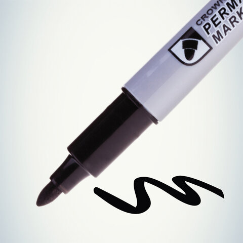 Маркер перманентный (нестираемый) CROWN "Multi Marker Slim", ЧЕРНЫЙ,