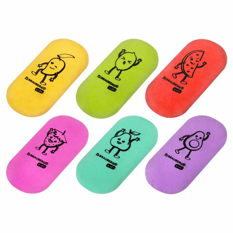 Ластик BRAUBERG KIDS "Fruits", 50х23х10 мм, пастельные цвета ассорти, Ластик BRAUBERG KIDS "Fruits", 50х23х10 мм, пастельные цвета ассорти,