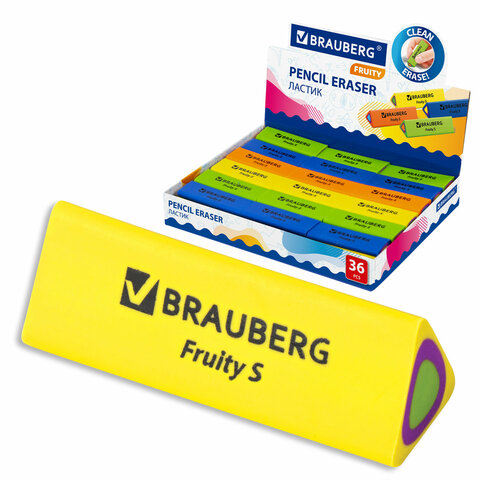 Ластик BRAUBERG "Fruity S", 44х15х15 мм, ассорти, термопластичная Ластик BRAUBERG "Fruity S", 44х15х15 мм, ассорти, термопластичная