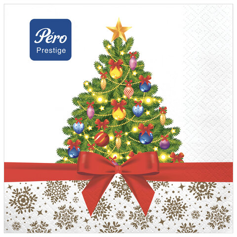 Салфетки бумажные 20 штук, 33х33 см, "Праздничная ель", 3-х слойные, Салфетки бумажные 20 штук, 33х33 см, "Праздничная ель", 3-х слойные,