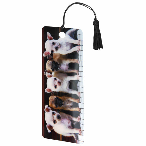 Закладка для книг с линейкой, 3D-объемная, BRAUBERG "Милые щенки", с Закладка для книг с линейкой, 3D-объемная, BRAUBERG "Милые щенки", с