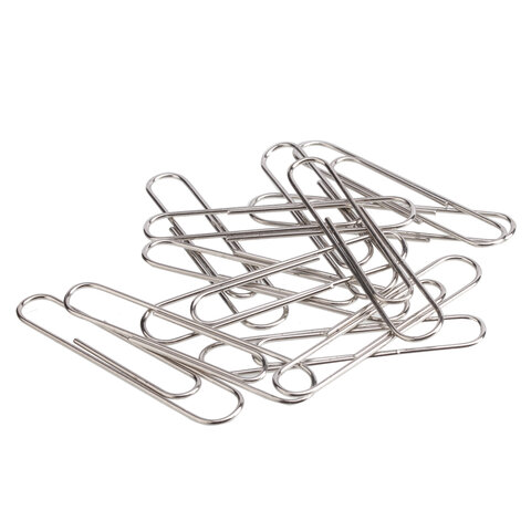 Скрепки BRAUBERG, 50 мм, никелированные, 50 шт., в картонной коробке, Россия,