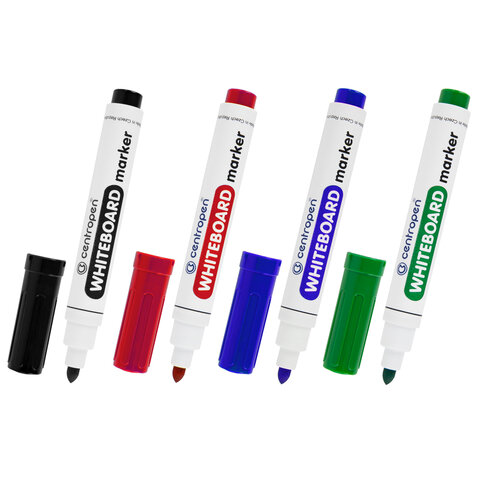 Маркеры для доски CENTROPEN НАБОР 4 шт., АССОРТИ, круглый наконечник, 2,5 мм, Маркеры для доски CENTROPEN НАБОР 4 шт., АССОРТИ, круглый наконечник, 2,5 мм,