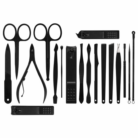 Универсальный набор для маникюра и педикюра 18 в 1 в футляре, STANDARD, черный