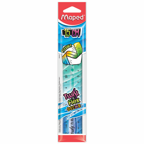 Линейка пластик 15 см, гибкая, MAPED (Франция) "Twist'n Flex