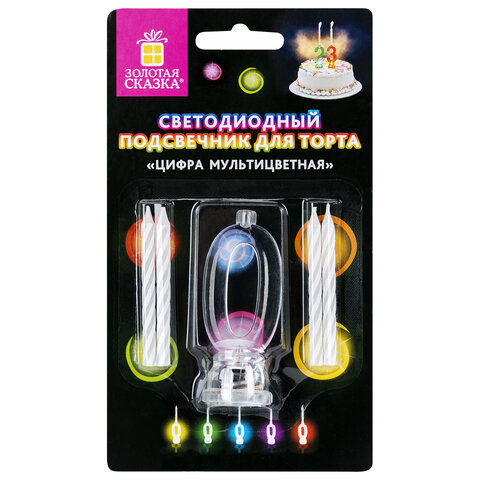 Цифра-подсвечник "0" светодиодная, ЗОЛОТАЯ СКАЗКА, в наборе 4 свечи 6 Цифра-подсвечник "0" светодиодная, ЗОЛОТАЯ СКАЗКА, в наборе 4 свечи 6