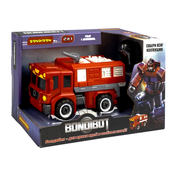 Трансформер-конструктор с отвёрткой, 2 в 1 BONDIBOT Bondibon, пожарная Трансформер-конструктор с отвёрткой, 2 в 1 BONDIBOT Bondibon, пожарная