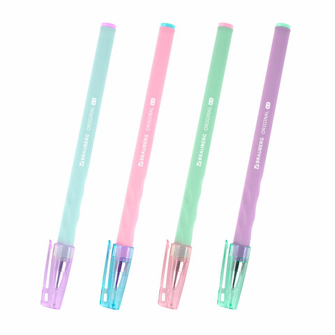 Ручки гелевые BRAUBERG ORIGINAL, ЧЕРНЫЕ, НАБОР 4 штуки, игольчатый узел 0,5 мм,