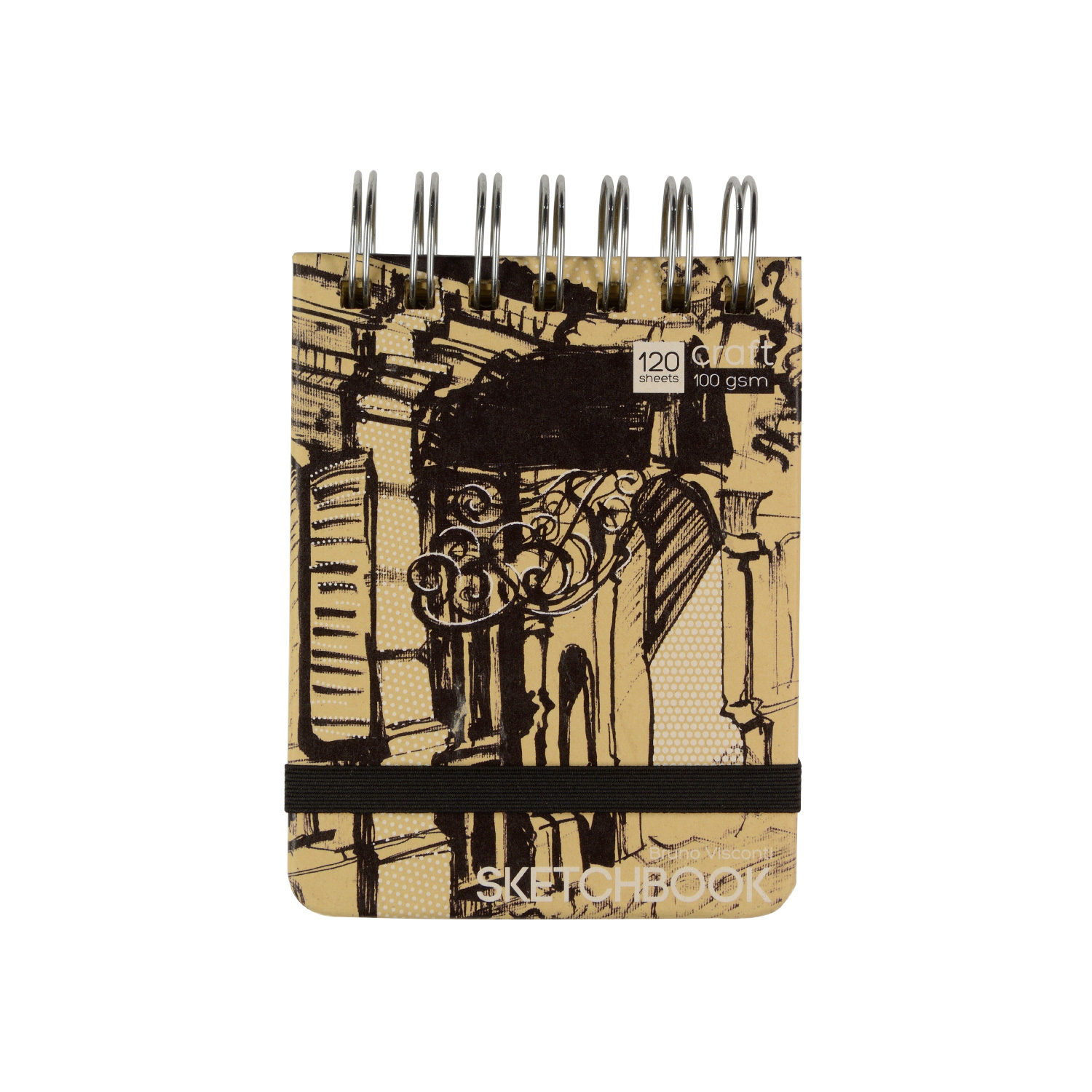 SKETCHBOOK BV, 100х130 мм, 120Л, КРАФТ 100 гр. НА ГРЕБНЕ (4 ВИДА)