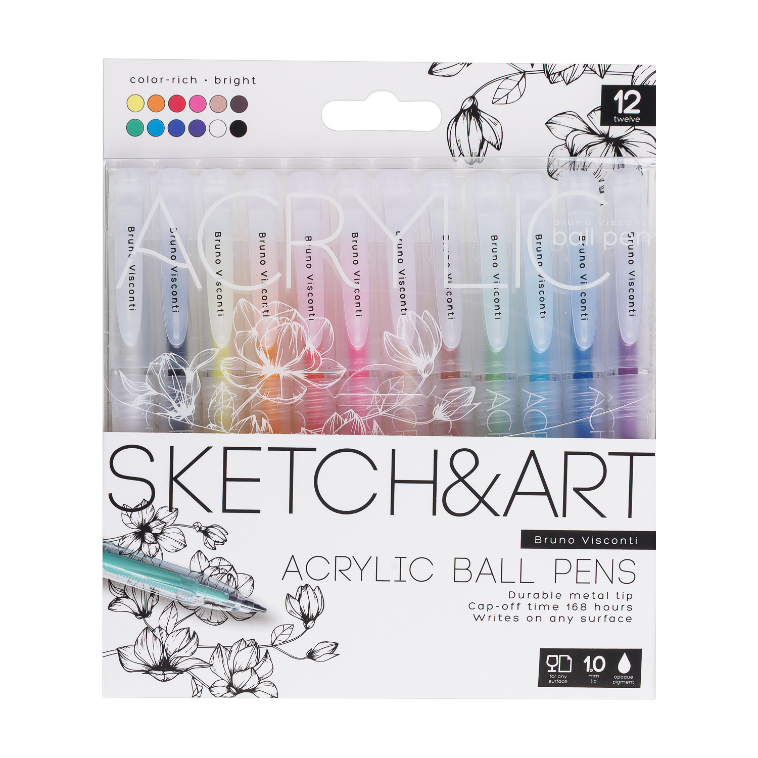 НАБОР АКРИЛОВЫХ РУЧЕК "SKETCH&ART" 1,0 мм, 12 цветов НАБОР АКРИЛОВЫХ РУЧЕК "SKETCH&ART" 1,0 мм, 12 цветов