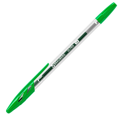 Ручка шариковая BRAUBERG "ULTRA", ЗЕЛЕНАЯ, узел 1 мм, чернила Ручка шариковая BRAUBERG "ULTRA", ЗЕЛЕНАЯ, узел 1 мм, чернила