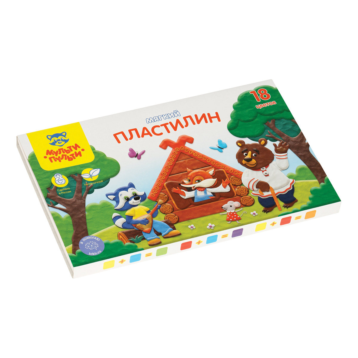 Пластилин Мульти-Пульти "Енот в сказке", 18 цветов, 216гр, со стеком, Пластилин Мульти-Пульти "Енот в сказке", 18 цветов, 216гр, со стеком,