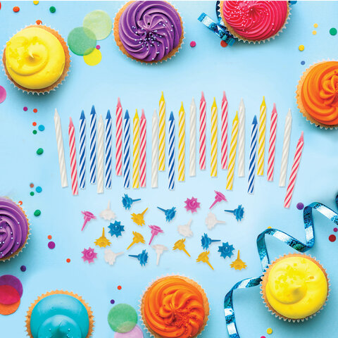 Набор свечей для торта 24 шт., 6 см, 24 держателя, ЗОЛОТАЯ СКАЗКА, в блистере, Набор свечей для торта 24 шт., 6 см, 24 держателя, ЗОЛОТАЯ СКАЗКА, в блистере,