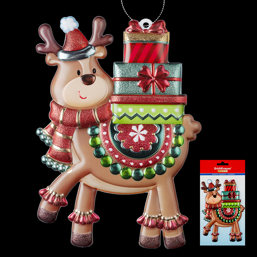 Украшение ErichKrause Decor® Олень с подарками 17см Украшение ErichKrause Decor® Олень с подарками 17см