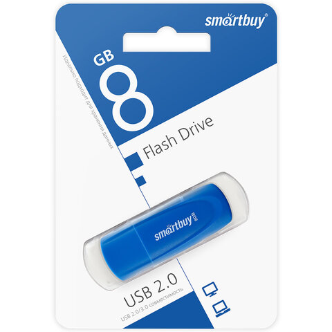 Флеш-диск 8 GB SMARTBUY Scout USB 2.0, синий, SB008GB2SCB Флеш-диск 8 GB SMARTBUY Scout USB 2.0, синий, SB008GB2SCB