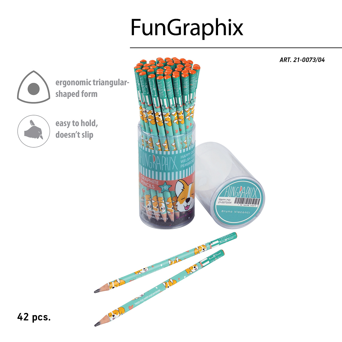 КАРАНДАШ ЧЕРНОГРАФИТОВЫЙ "Fun Graphix. Корги" HB (пластиковый корпус)