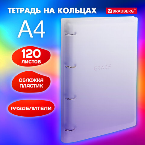 Тетрадь на кольцах БОЛЬШАЯ 305х230мм А4, 120л, пластик, с разделителями, Тетрадь на кольцах БОЛЬШАЯ 305х230мм А4, 120л, пластик, с разделителями,