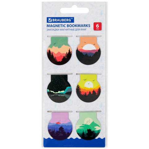 Закладки для книг МАГНИТНЫЕ, "SUNSET", набор 6 шт., 30х25 мм, Закладки для книг МАГНИТНЫЕ, "SUNSET", набор 6 шт., 30х25 мм,