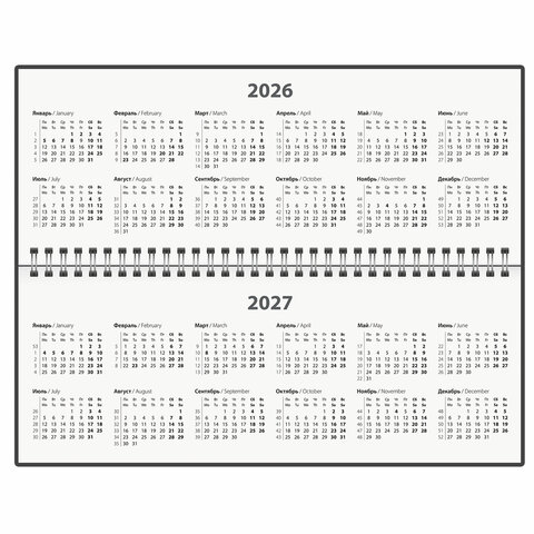 Планинг датированный 2026 285х112 мм, STAFF, гребень, картонная обложка, 64 л.,