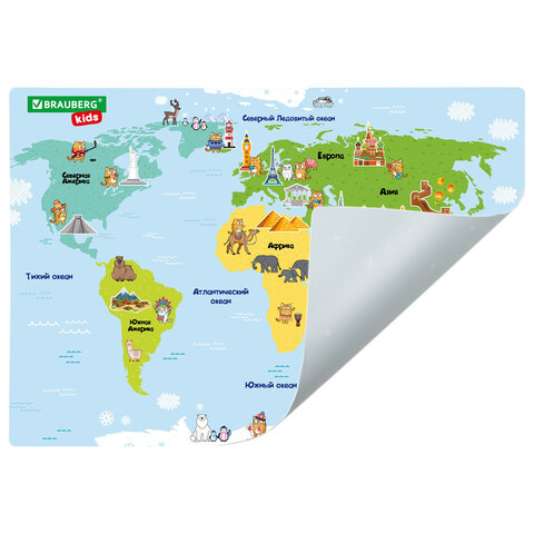 Настольное покрытие BRAUBERG KIDS, А3+, пластик, 46x33 см, "Кот-энтузиаст Настольное покрытие BRAUBERG KIDS, А3+, пластик, 46x33 см, "Кот-энтузиаст