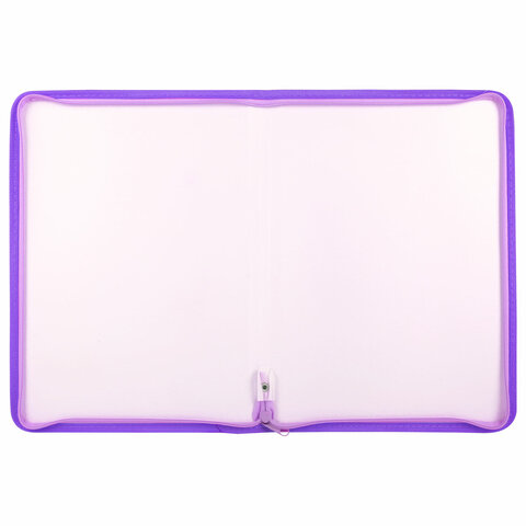 Папка объемная на молнии пластиковая BRAUBERG PASTEL, А4, 330х240 мм, 600 мкм,