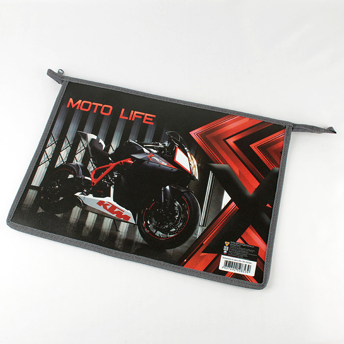 Папка для тетрадей А4 на молнии Красный мото Папка для тетрадей А4 на молнии Красный мото