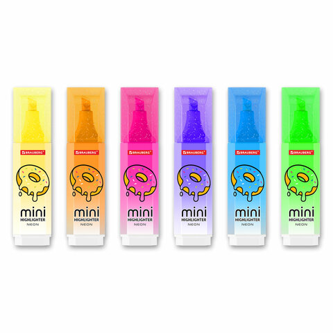 Текстовыделитель мини с принтами BRAUBERG "NEON", АССОРТИ В Текстовыделитель мини с принтами BRAUBERG "NEON", АССОРТИ В