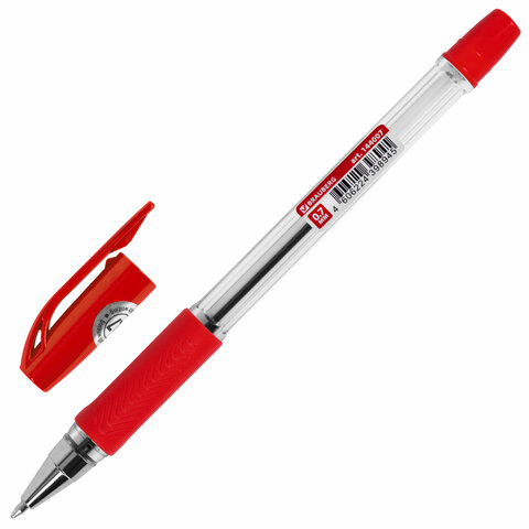 Ручка шариковая BRAUBERG "BP-GT", КРАСНАЯ, корпус прозрачный,