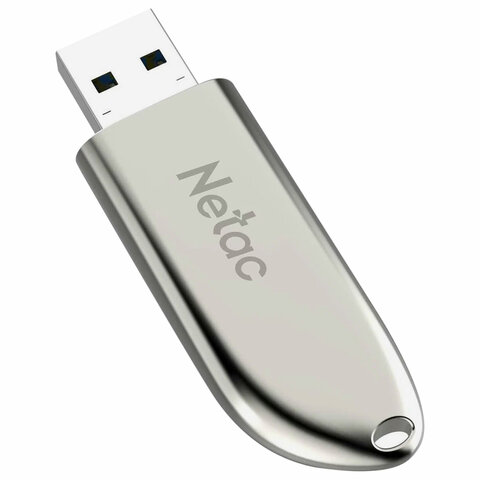 Флеш-диск 64 GB NETAC U352, USB 2.0, металлический корпус, серебристый,