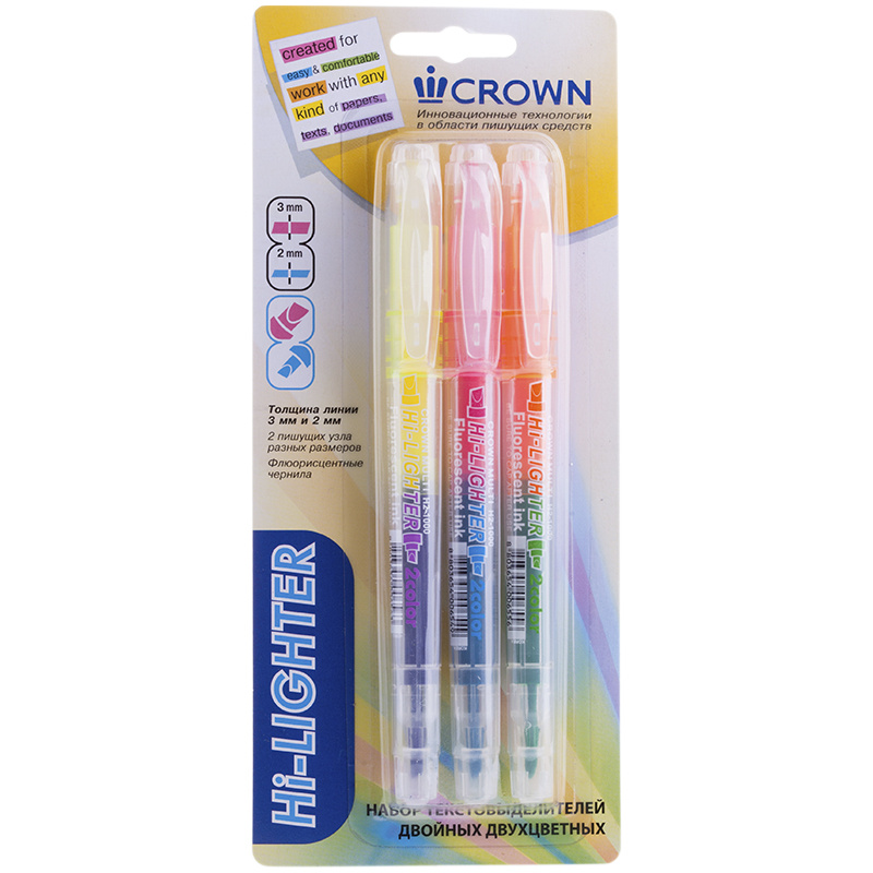 Набор текстовыделителей двухсторонних Crown "Multi Hi-Lighter Twin" Набор текстовыделителей двухсторонних Crown "Multi Hi-Lighter Twin"